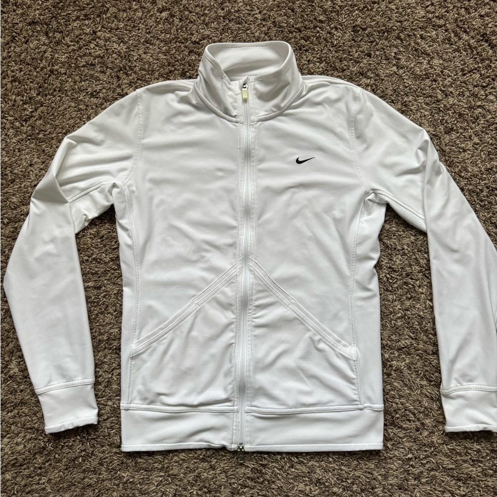 Women’s Nike Dri-FIT Full Zip Long Sleeve Athletic Jacket - Size Medium - White